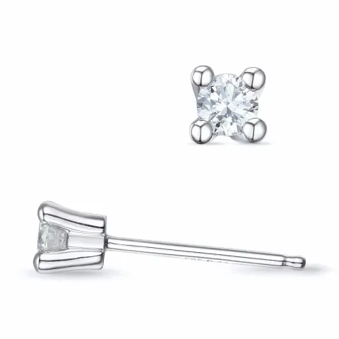 2 x 0,11 ct kampajn - diamant solitäreörhängestift i 14 karat vitguld med diamant