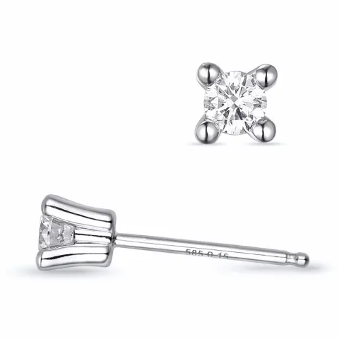 2 x 0,15 ct kampajn - diamant solitäreörhängestift i 14 karat vitguld med diamant