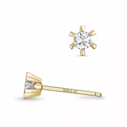 2 x 0,10 ct kampajn -  briljant solitäreörhängestift i 14 karat guld med diamant 