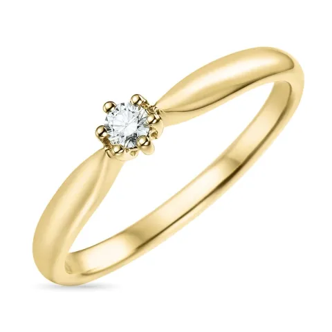 diamant solitärring i 14  karat guld 0,10 ct