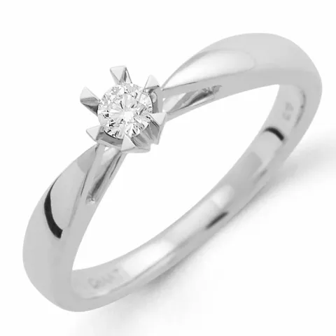 diamant solitärring i 14 karat vitguld 0,10 ct