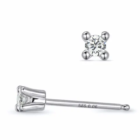 2 x 0,06 ct kampajn - briljant solitäreörhängestift i 14 karat vitguld med diamant