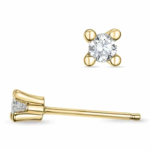 2 x 0,07 ct kampajn - diamant solitäreörhängestift i 14 karat guld med diamant