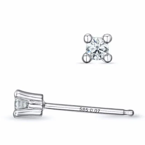 2 x 0,07 ct kampajn - diamant solitäreörhängestift i 14 karat vitguld med diamant