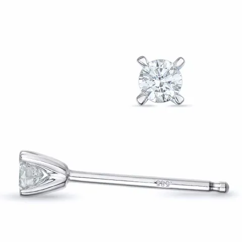 2 x 0,07 ct kampajn - diamant solitäreörhängestift i 14 karat vitguld med diamant