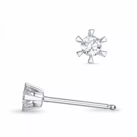 2 x 0,07 ct kampajn -  diamant solitäreörhängestift i 14 karat vitguld med diamant 
