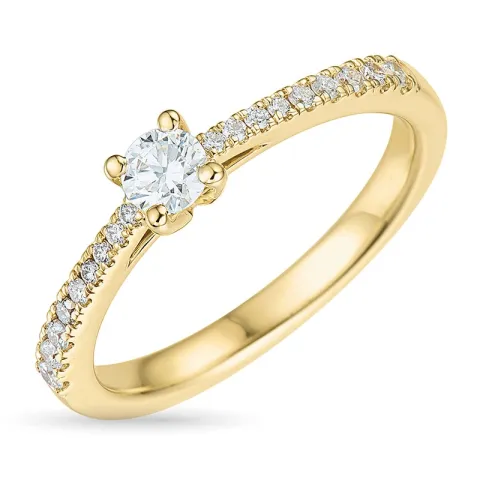 diamantring i 14  karat guld 0,20 ct 0,14 ct