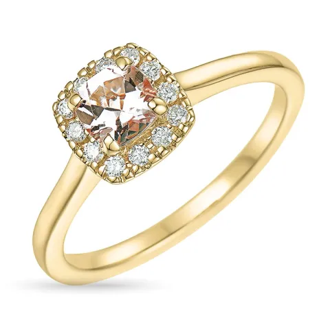 morganit diamantring i 14  karat guld 0,57 ct 0,16 ct