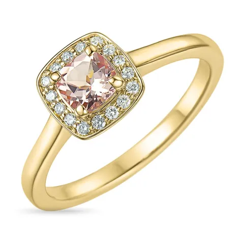 morganit diamantring i 14  karat guld 0,57 ct 0,12 ct