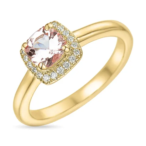 morganit diamantring i 14  karat guld 0,57 ct 0,10 ct