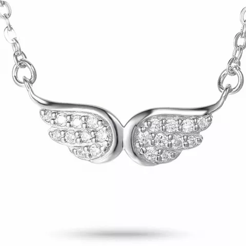 Dubbel vinge zirkon hängen med halskedja i silver