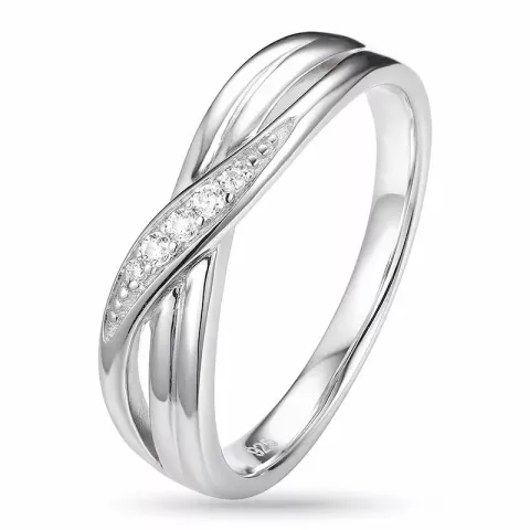 Elegant vridet zirkon ring i silver