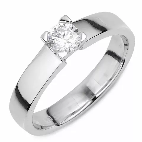 Enkel vit zirkon ring i silver