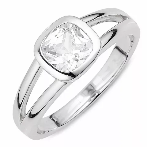 Elegant vit zirkon ring i silver