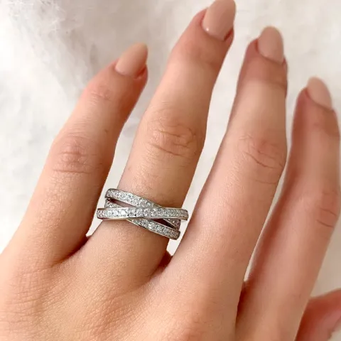 abstrakt vit zirkon ring i silver