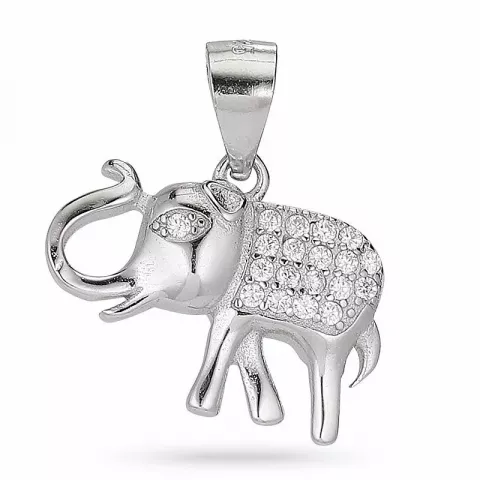 Kollektionsprov elefant zirkon hängen i silver