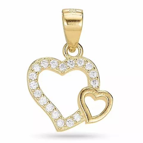 Kollektionsprov hjärta zirkon hängen i förgyllt silver