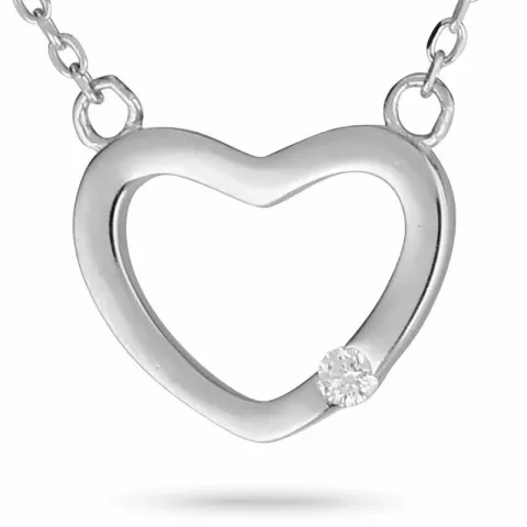 Hjärta zirkon halskedja med berlocker i silver med hjärthängen i silver