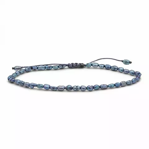 mörkblå metallic pärlarmband med sötvattenspärlor.