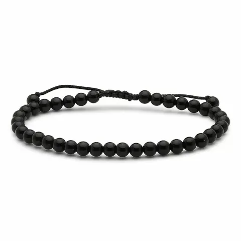 Simpel svart onyx armband i läderband