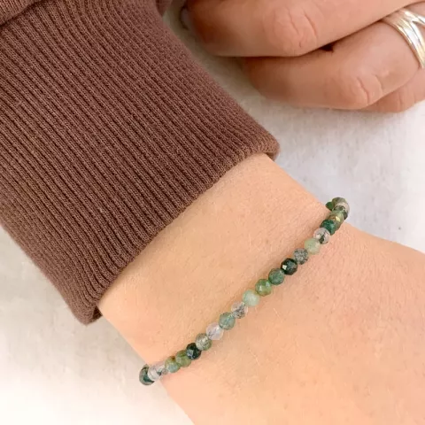 grön agat armband i silkes snöre 17 cm plus 3 cm x 4,3 mm