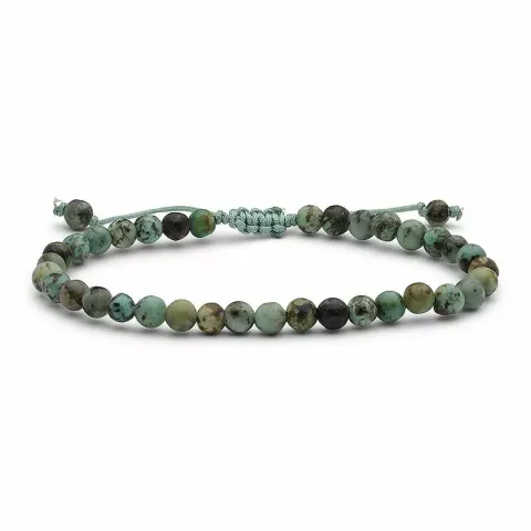 äkta grön turkis armband i silkes snöre 17 cm plus 3 cm x 4,6 mm