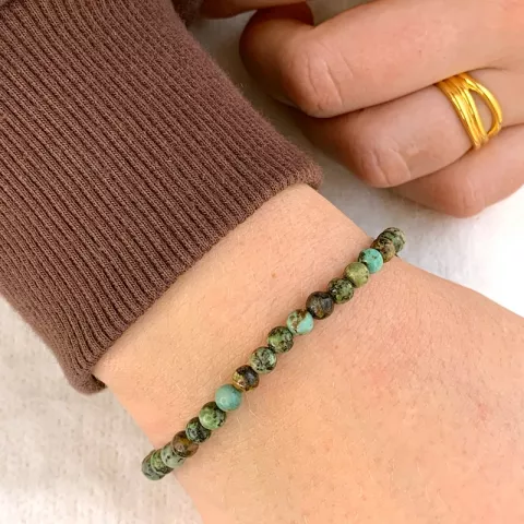 äkta  grön turkis armband i silkes snöre 17 cm plus 3 cm x 4,6 mm