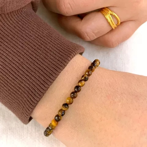 multifärgat brun tigeröga armband i silkes snöre 17 cm plus 3 cm x 4,7 mm