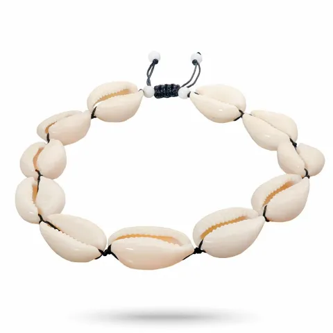 shell mussla armband i silkes snöre 17 cm plus 4 cm  x 14,2 mm