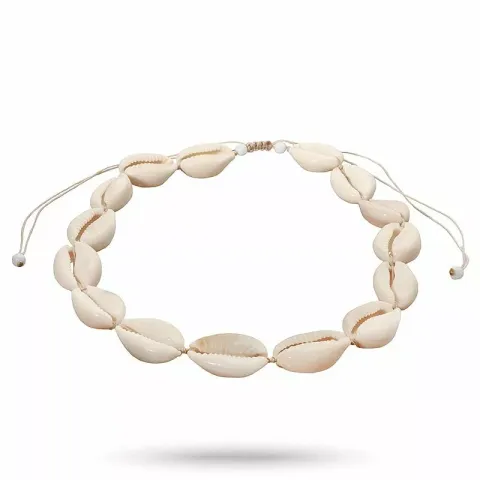 mussla halsband i silkes snöre 37 plus 20 cm x 14,5 mm
