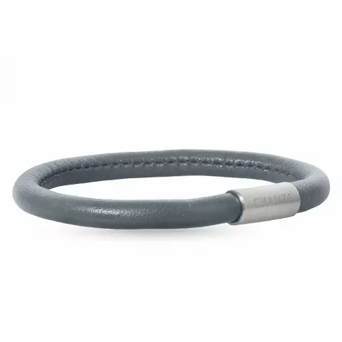 grå läder armband i stål  x 6 mm