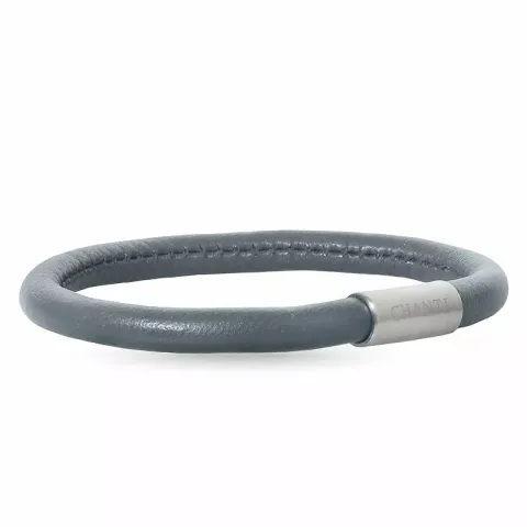 grå läder armband i stål x 6 mm
