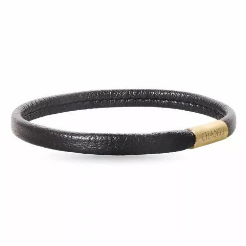 Platt brun armband i läder med förgyllt stål lås x 6 mm