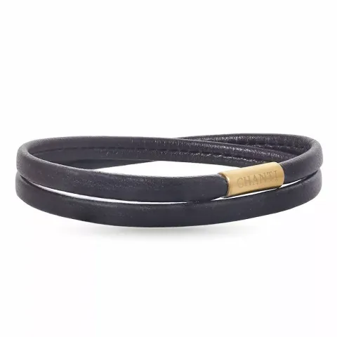 Platt brun armband i läder med förgyllt stål lås x 6 mm