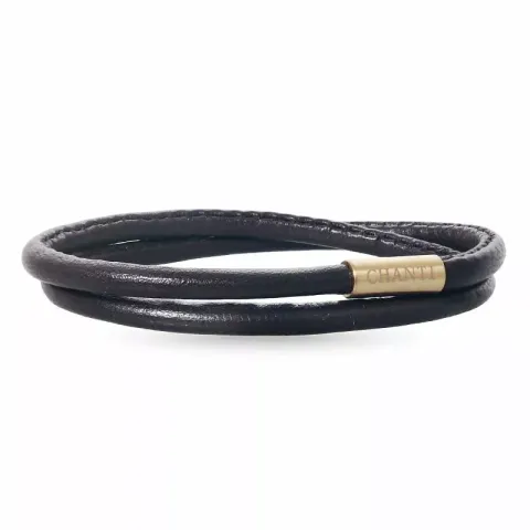Rund brun armband i läder med förgyllt stål lås x 4 mm