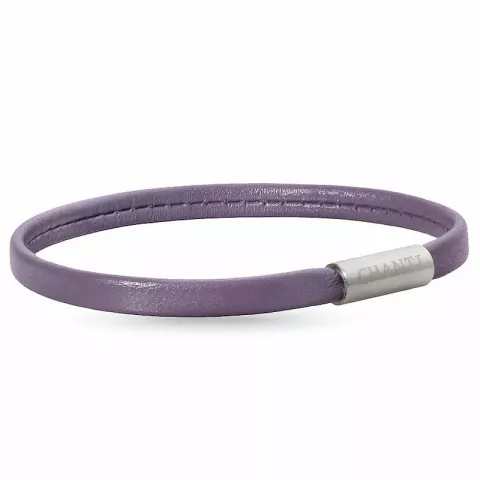 Platt lila armband i läder med stål lås  x 6 mm