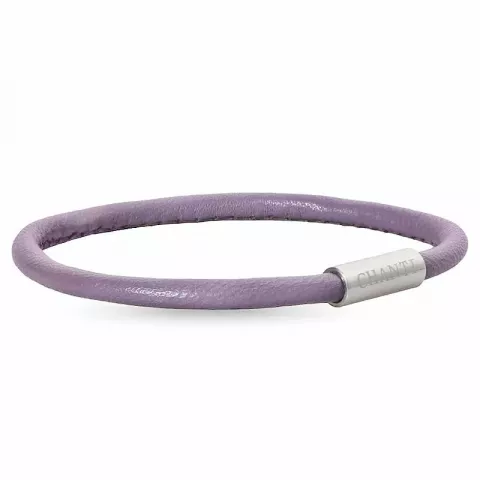 Rund lila magnetarmband i läder med stål lås  x 4 mm