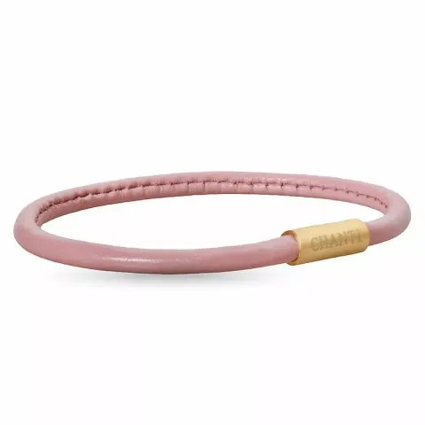 Rund rosa magnetarmband i läder med förgyllt stål lås x 4 mm