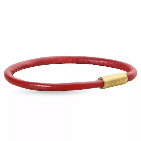 Rund röd magnetarmband i läder med förgyllt stål lås x 4 mm