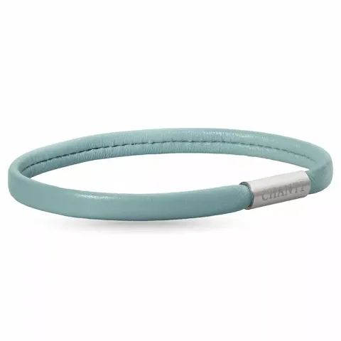 Platt grön magnetarmband i läder med stål lås x 6 mm