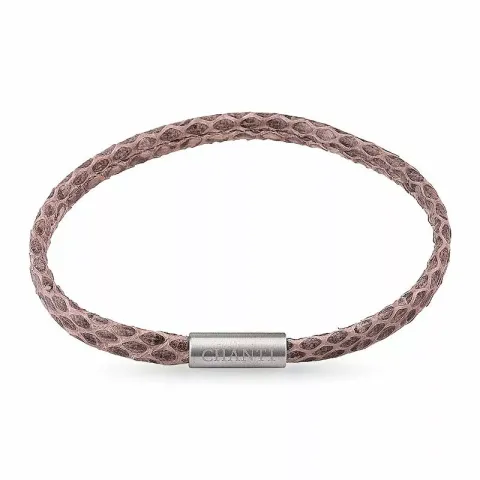 Platt brun ormarmband i läder med stål lås x 6 mm