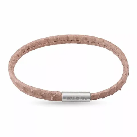 Platt beige ormarmband i läder med stål lås x 6 mm