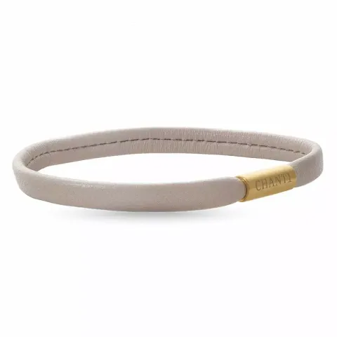 Platt beige magnetarmband i läder med förgyllt stål lås  x 6 mm