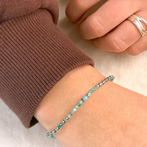 Armband med amazonit og hematite.