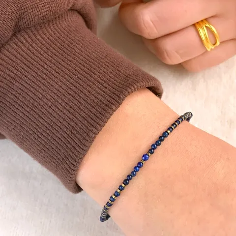 sten armband med lapis og hematite.