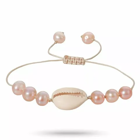 pärla mussla armband i silkes snöre 17 cm plus 5 cm x 10 mm