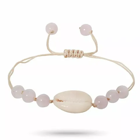 rosa kvarts mussla armband i silkes snöre 17 cm plus 4 cm x 10 mm