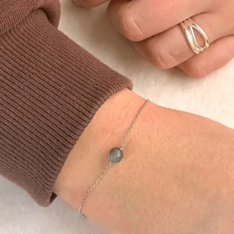 Grå labradorit ankerarmband i silver