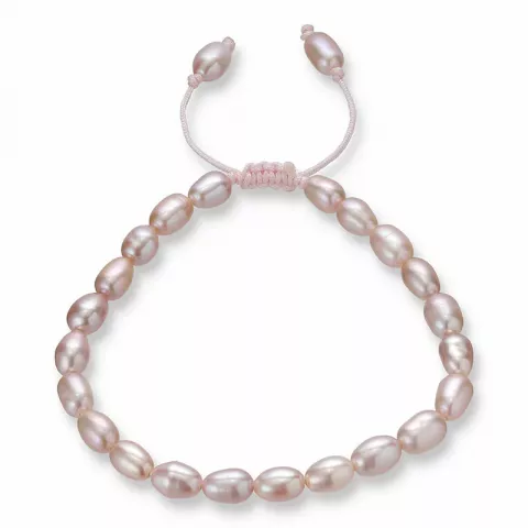 pärla armband i rosa silkes snöre 17cm plus 3cm x 5,4 mm