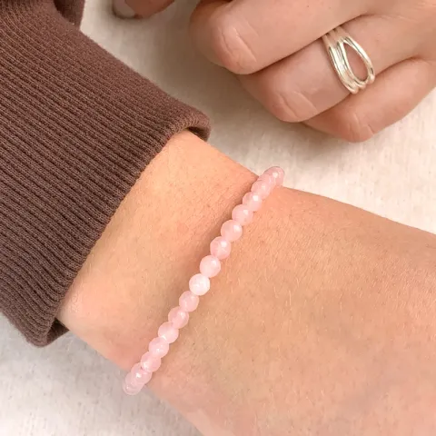 rosa pärlarmband med kvarts.